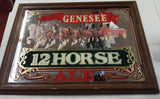 Vintage Genesee 12 Horse Ale Mirror Rochester NY Breweriana Bar Sign 1980s 23x17