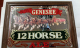 Vintage Genesee 12 Horse Ale Mirror Rochester NY Breweriana Bar Sign 1980s 23x17