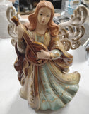 Retro 1960s 70s Ceramic Angel Musical Figurine Lute Mandolin Instrument Japan