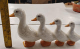 VTG Porcelain Geese Figurines "Ducks in a Row" White Orange Beaks Farmhouse 70s