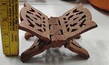 Mini 5" Hand Carved Wood Book Stand Folding Rehal Quran Bible Holder Small