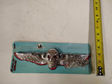 Chrome Skull Wing License Plate Ornament Topper Harley Davidson