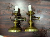 Vintage Pair Solid Brass Swing Arm Table Lamps MCM Candlestick Desk Task Lights