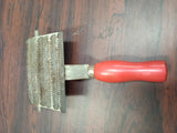 Vtg Metal Horse Curry Comb Red Wood Handle Rectangular Grooming Tool Primitive