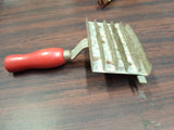 Vtg Metal Horse Curry Comb Red Wood Handle Rectangular Grooming Tool Primitive