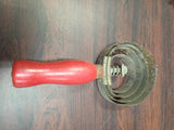 Vtg Spiral Horse Curry Comb Red Wood Handle Metal Grooming Tool Primitive Farm