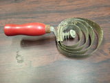 Vtg Spiral Horse Curry Comb Red Wood Handle Metal Grooming Tool Primitive Farm