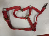 Vintage Johnson Ideal Red Nylon Horse Halter - Adjustable with Brass Hardware