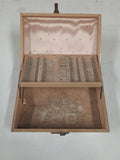 Jewelry Box Vintage 2 Tier Peach Velvet Interior Mid Century Modern