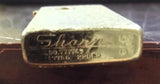 Vintage Sharp Gold Tone Slim Gas Lighter - Crosshatch Etched Sparks
