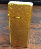 Vintage Sharp Gold Tone Slim Gas Lighter - Crosshatch Etched Sparks