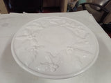 Vintage White Ceramic Holly & Berries Pedestal Cake Stand 11" Round