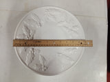 Vintage White Ceramic Holly & Berries Pedestal Cake Stand 11" Round
