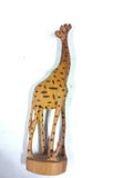 Set of 2 Vintage Hand Carved Wood Giraffes 12" Kenya African Folk Art Safari