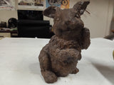 Set of 2 Bird & Rabbit Figurines - Detailed Finch Sitting Bunny Farmhouse Decor