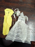 Vintage 1961 Barbie Orange Blossom Outfit #987 Yellow Sheath & Lace Overdress