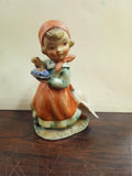 Vtg Alpine Children F-468 Figurine Girl with Goose Hummel Style Japan 1950s