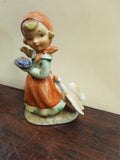 Vtg Alpine Children F-468 Figurine Girl with Goose Hummel Style Japan 1950s