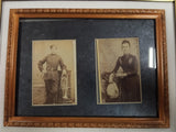 Antique Victorian CDV Photo Lot Framed Military Band Brass Instrument 1800s