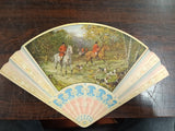 Antique Victorian Display Fan Fox Hunt Scene Horses Hounds No.1382 Sporting