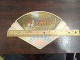 Antique Victorian Display Fan Fox Hunt Scene Horses Hounds No.1382 Sporting
