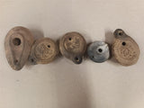 Lot of 5 Ancient Style Clay Oil Lamps Roman Byzantine Parthenon Gallery London