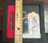 Medieval Iron Crossbow Bolt Quarrel 12th-16th Century AD Shadow Box Display