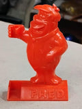 Vintage 1970s Fred Flintstone Roller Slider Red Plastic Toy Cereal Premium