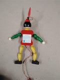 Vintage FAMO Austria Wooden Jumping Jack Pull String Toy Boy Pinocchio 7"