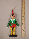 Vintage FAMO Austria Wooden Jumping Jack Pull String Toy Boy Pinocchio 7"