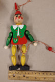 Vintage FAMO Austria Wooden Jumping Jack Pull String Toy Boy Pinocchio 7"