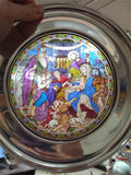 Historical Pewter Stained Glass 1983 Christmas Plate The Shepherds At Bethlehem