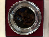 Vtg 1986 US Historical Society Jefferson Pewter Stained Glass Plate Nativity