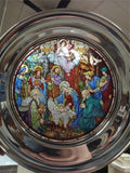 Vtg Stained Glass US Historical 1984 Christmas Plate O Come Let Us Adore Him