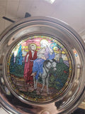Vtg Historical 1992 Flight Into Egypt Stained Glass & Pewter Christmas Plate