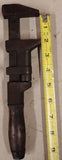 Antique Adriance 10" Monkey Wrench Stamped Wood Knife Handle Adjustable Tool