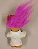 Vintage Russ Berrie Artist Painter Troll Doll Pink Hair w/ Palette & Beret 5"