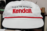 Vtg 80s Kendall Motor Oil Trucker Hat Snapback Pour In The Protection White Red