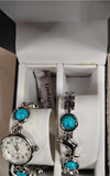 Bay Studio Dolphin Watch & Bracelet Set Turquoise Silver Tone New in Box Papers