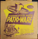 NOS Vtg Steri-lite Patio-Ware Mid modern century 50's Plastic Cutlery & Box USA!