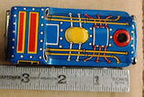 Vintage Friction Tin Litho NYC Train Toy N.Y.C. Vtg 3.5" Blue Red Yellow