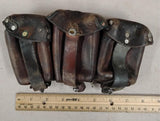 Original WW2 German Mauser K98 Leather 3-Cell Ammo Pouch - Finnish SA Marked"