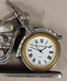 Vintage Spoontiques Pewter Motorcycle Desk Clock Figurine Quartz  Collectible