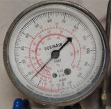 Robinair HVAC Manifold Gauge Set 2-Valve Brass R12 R22 R502 w/ Hoses USA Case