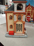 2013 Carole Towne Fire Department Engine House Christmas Village Lighted Porcela