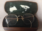 Vtg 1930s Rimless Eyeglasses 1/10 12K GF Gold Filled Hexagon Frame Numont AO