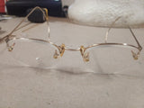 Vtg 1930s Rimless Eyeglasses 1/10 12K GF Gold Filled Hexagon Frame Numont AO