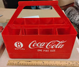 Vintage Coca-Cola Red Plastic 8 Bottle Carrier One Pint Size Coke Crate Holder