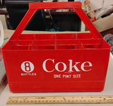 Vintage Coca-Cola Red Plastic 8 Bottle Carrier One Pint Size Coke Crate Holder
