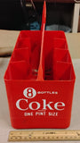 Vintage Coca-Cola Red Plastic 8 Bottle Carrier One Pint Size Coke Crate Holder